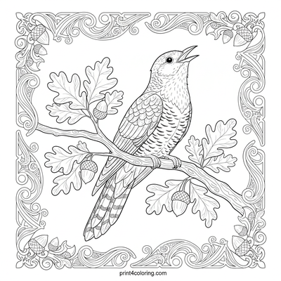Cuckoo's Morning Song: Oak Branch Serenade - free printable coloring page