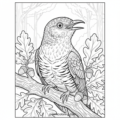 The Regal Cuckoo's Forest Serenade - free printable coloring page