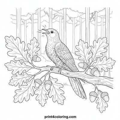 The Cuckoo's Woodland Serenade - free printable coloring page