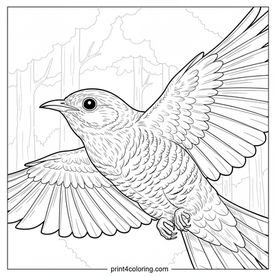 Forest Cuckoo's Graceful Ascent - free printable coloring page