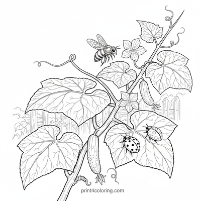 Vibrant Cucumber Garden Symphony - free printable coloring page
