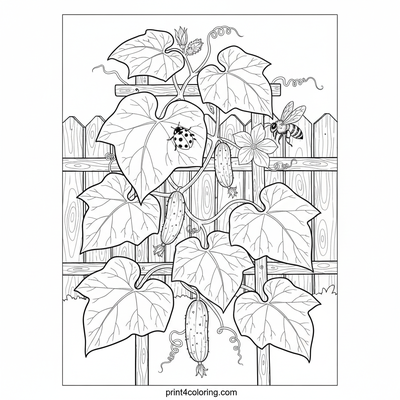 Flourishing Cucumber Garden - free printable coloring page