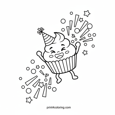 Giggling Cupcake's Silly Hat Party - free printable coloring page