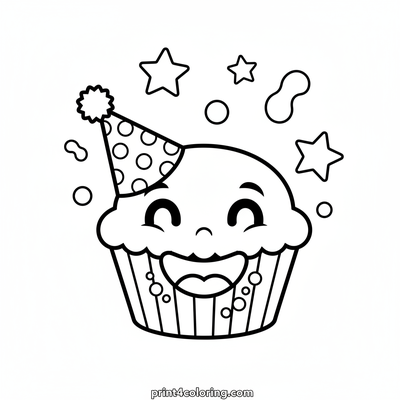 Giggling Cupcake's Silly Hat Party - free printable coloring page