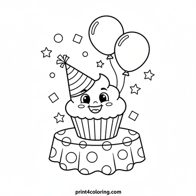 Giggling Cupcake's Silly Hat Party - free printable coloring page