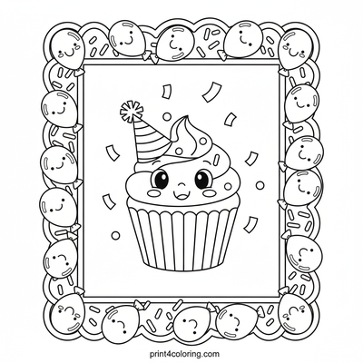 Giggling Cupcake's Silly Hat Party - free printable coloring page