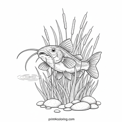 Curious Baby Catfish's River Peek-a-Boo - free printable coloring page