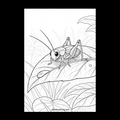 Tiny Explorer: Baby Cricket's Dewdrop Discovery - free printable coloring page