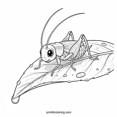 Curious Cricket's Dewdrop Discovery - free printable coloring page
