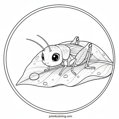 Curious Baby Cricket's Dewdrop Discovery - free printable coloring page