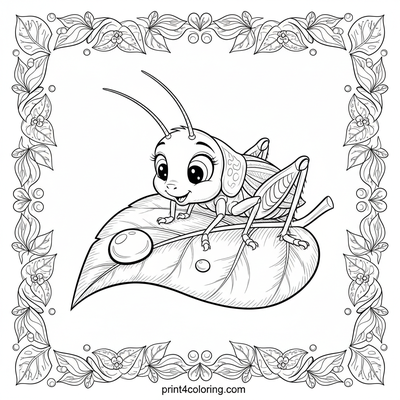 Curious Cricket's Dewdrop Discovery - free printable coloring page