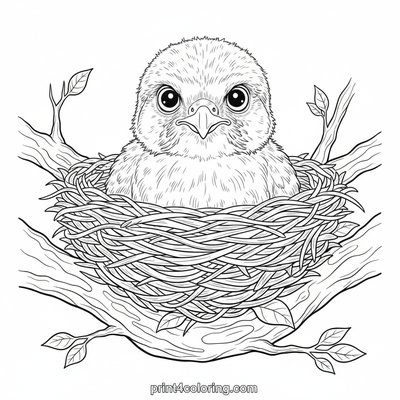 Curious Little Falcon's Cozy Nest - free printable coloring page