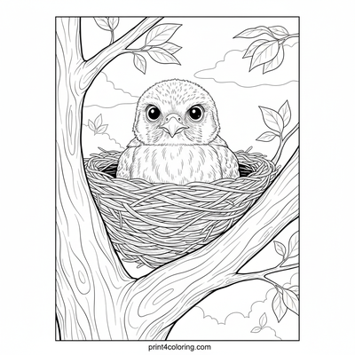 Curious Baby Falcon's First Peek - free printable coloring page