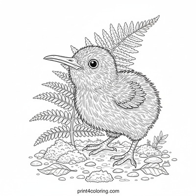 Curious Baby Kiwi's Forest Peek - free printable coloring page