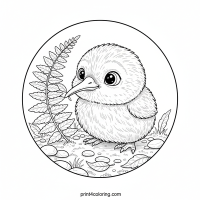 Curious Baby Kiwi's Forest Peek - free printable coloring page