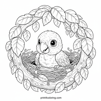 Curious Baby Macaw's Cozy Nest - free printable coloring page