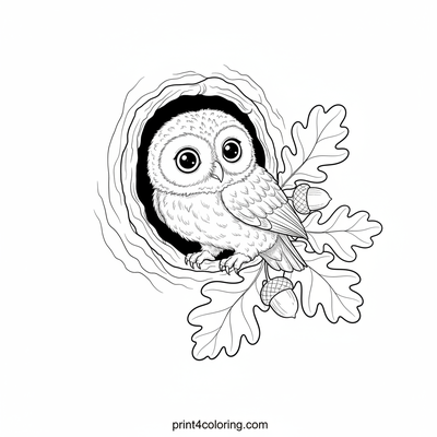 Curious Hootlet's Cozy Tree Home - free printable coloring page