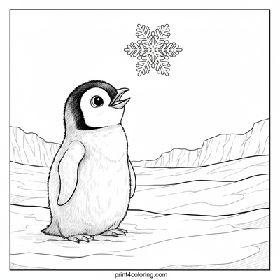 Curious Chick's First Snowflake - free printable coloring page