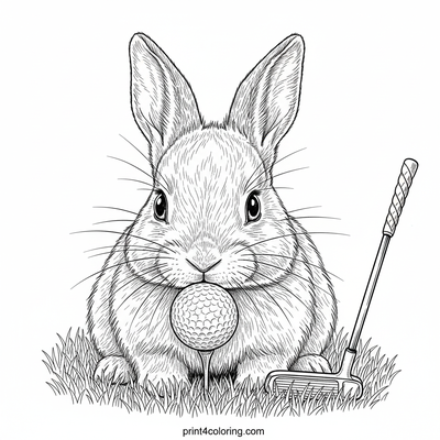 Baby Bunny's Golf Course Adventure - free printable coloring page