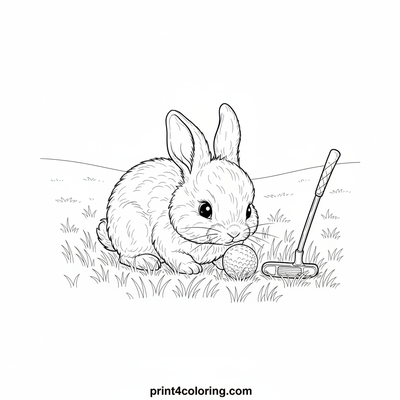 Curious Bunny's Golf Ball Discovery - free printable coloring page