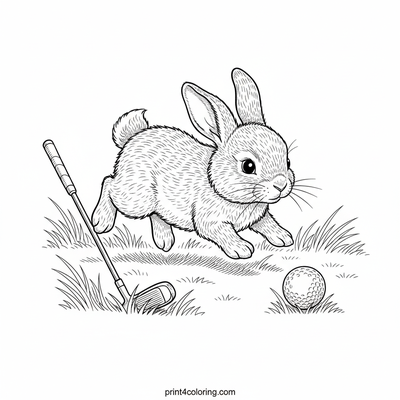 Curious Bunny's Golf Course Discovery - free printable coloring page