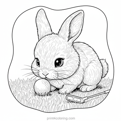 Curious Bunny's Golf Course Adventure - free printable coloring page