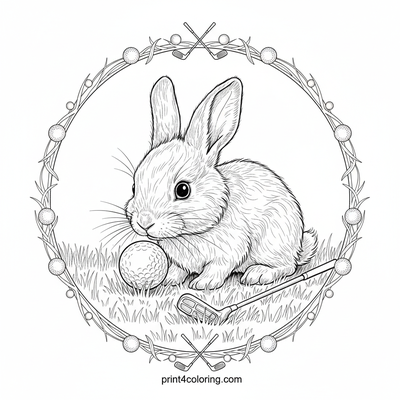 Curious Bunny's Golf Green Adventure - free printable coloring page
