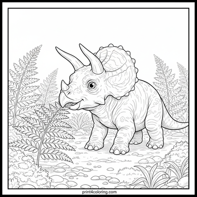 Little Triceratops' Forest Discovery - free printable coloring page