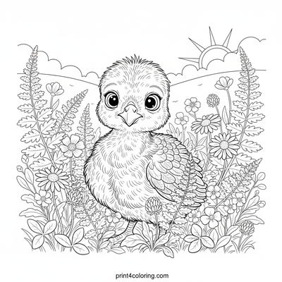 Baby Turkey's Meadow Discovery - free printable coloring page