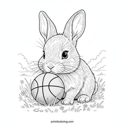 Curious Bunny's Mini Hoops - free printable coloring page