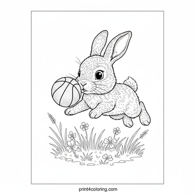 Bunny's Basketball Buddy - free printable coloring page