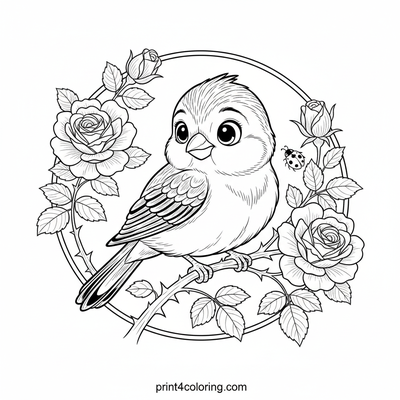 Curious Canary's Rose Garden Discovery - free printable coloring page