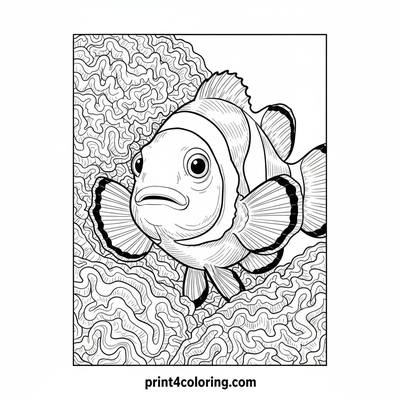 Curious Coral Clownfish Portrait