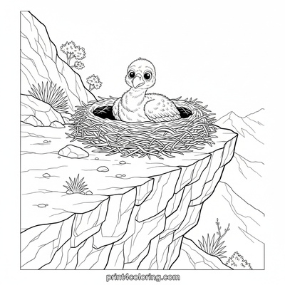 Curious Condor Chick's Cliffside Nursery - free printable coloring page
