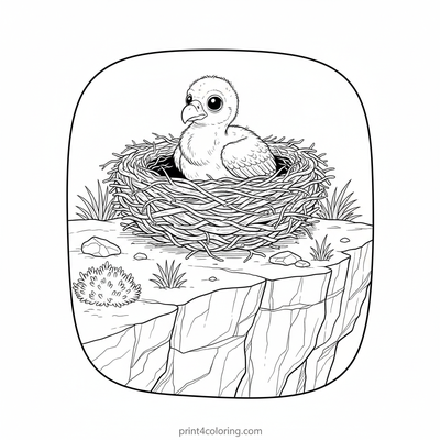 Curious Condor Chick's Cliffside Cradle - free printable coloring page