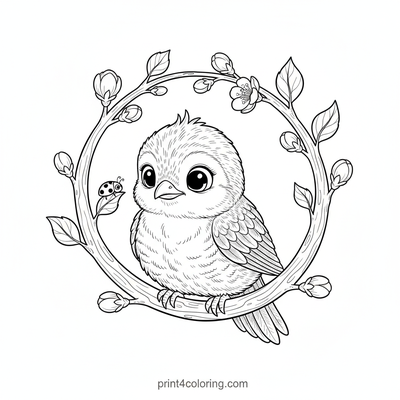 Curious Cuckoo Chick's Branch Adventure - free printable coloring page