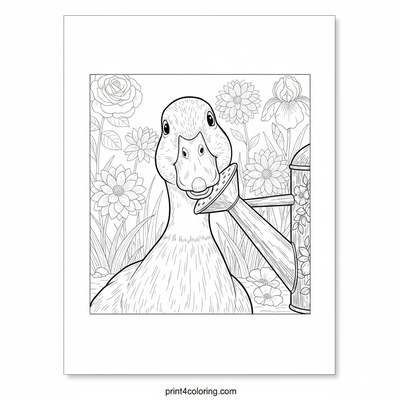 Inquisitive Duck's Garden Spout - free printable coloring page