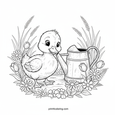 Curious Duck's Garden Discovery - free printable coloring page