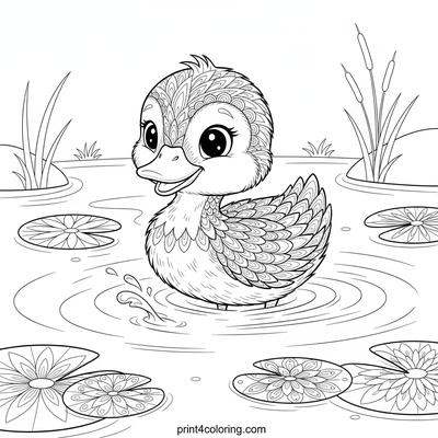 Curious Duckling's Grand Pond Adventure - free printable coloring page