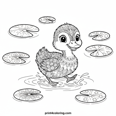 Paddling Perfection: Curious Duckling's First Swim - free printable coloring page