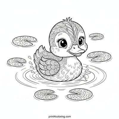 Curious Duckling's First Splash - free printable coloring page