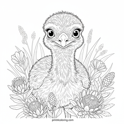 Emu Chick's Wildflower Adventure - free printable coloring page