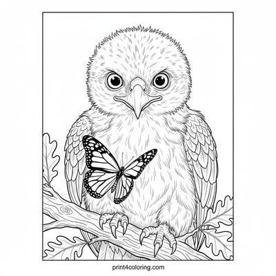 Curious Fledgling Eagle's First Flutter - free printable coloring page