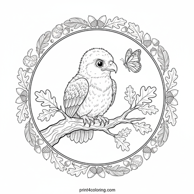 Curious Fledgling Eagle and the Monarch - free printable coloring page