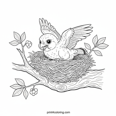 Fledgling Falcon's First Peek - free printable coloring page
