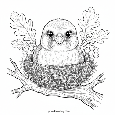 Curious Fledgling's Nest Adventure - free printable coloring page