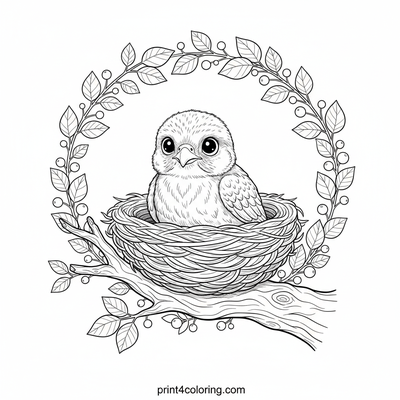 Curious Fledgling Falcon: Cozy Nest Discovery - free printable coloring page