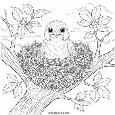 Curious Fledgling's Nest Adventure - free printable coloring page