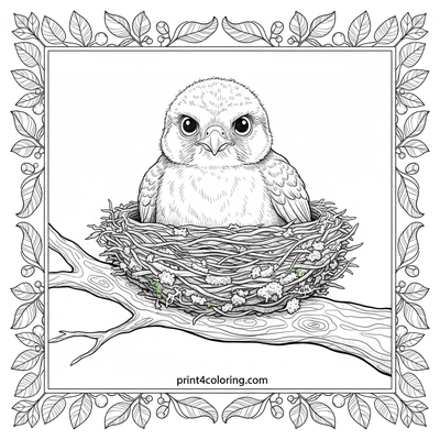 Curious Fledgling Falcon's First Peek - free printable coloring page