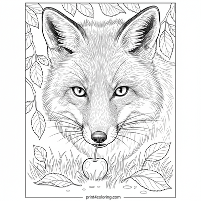 The Curious Fox and the Fallen Cherry - free printable coloring page